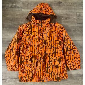 Vintage Pella Big Dutch Blaze Orange Trebark Camo Hunting Jacket Adult Large